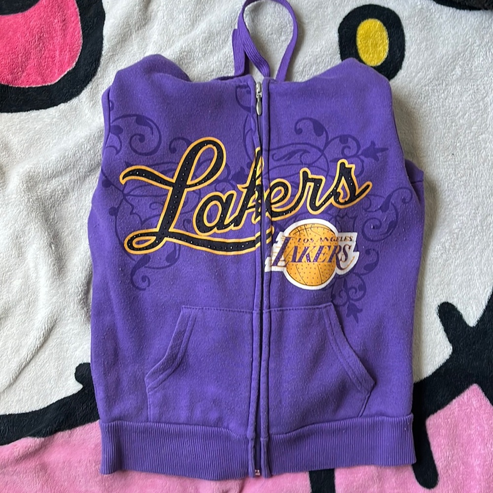 Cute 90’s NBA Lakers Zip-up Jacket. Girls medium- Womens XS